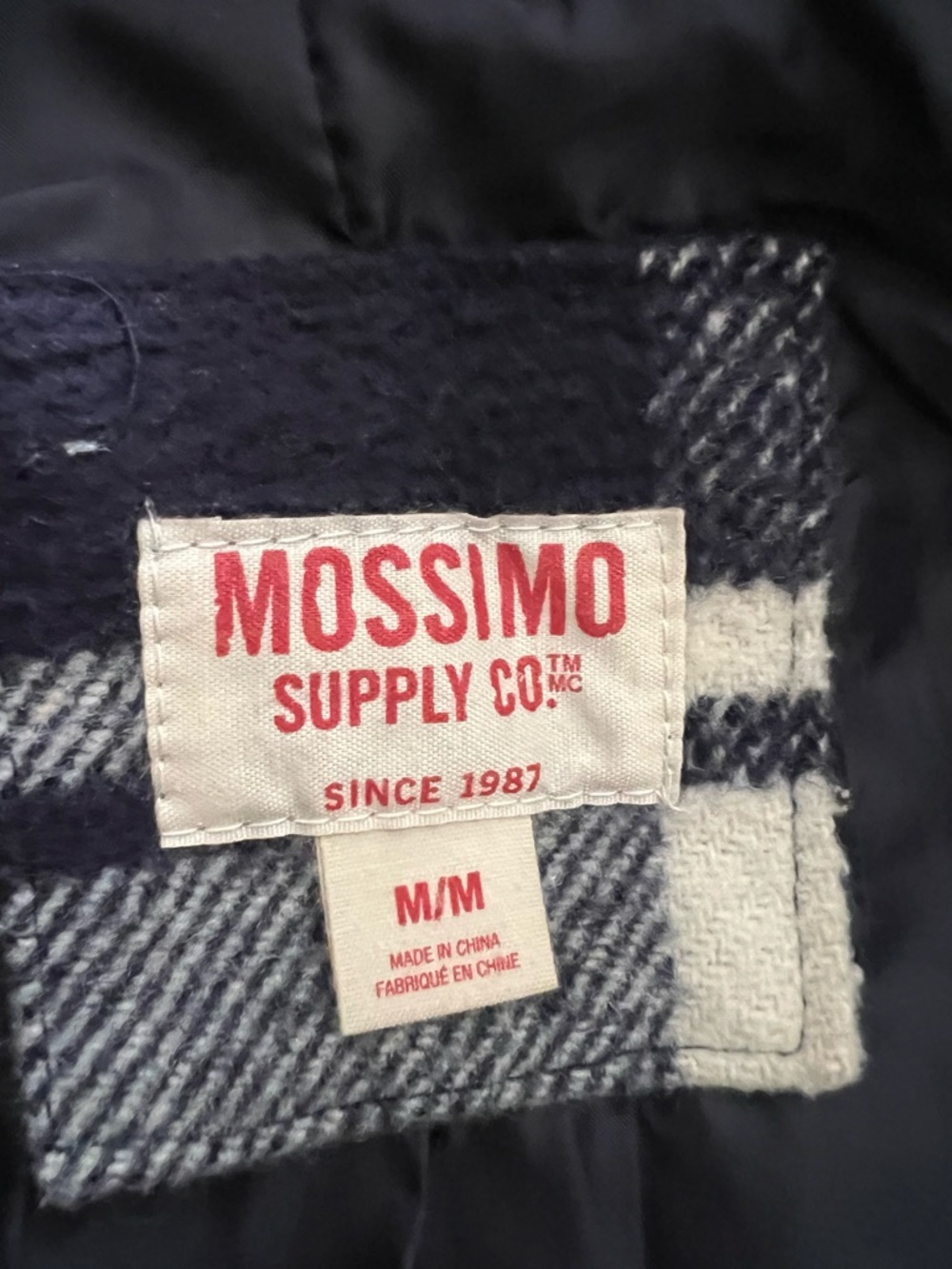 Mossimo Supply Co. Hooded Plaid Belted Coat - Navy, White & Tan - Picture 7 of 7